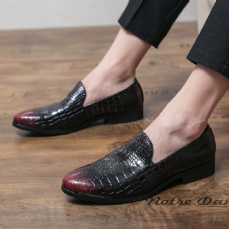 Män Läder Andas Mjuk Sula Retro Plädmönster Slip On Casual Business Skor