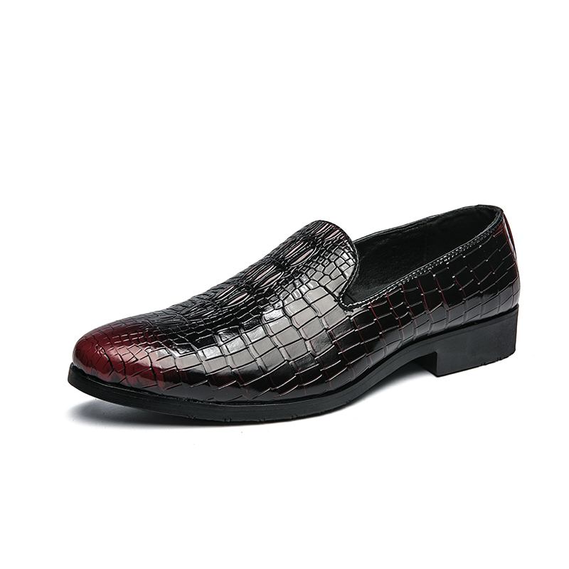 Män Läder Andas Mjuk Sula Retro Plädmönster Slip On Casual Business Skor