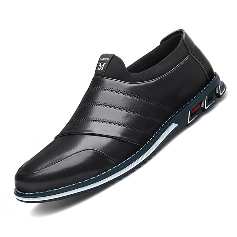 Män Läder Andas Mjuk Sula Slip On Solida Casual Business Skor