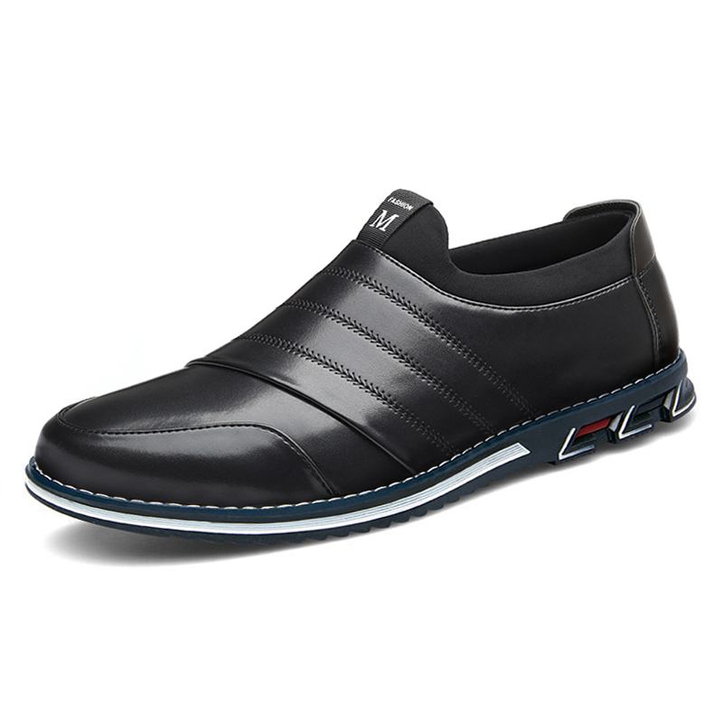 Män Läder Andas Mjuk Sula Slip On Solida Casual Business Skor