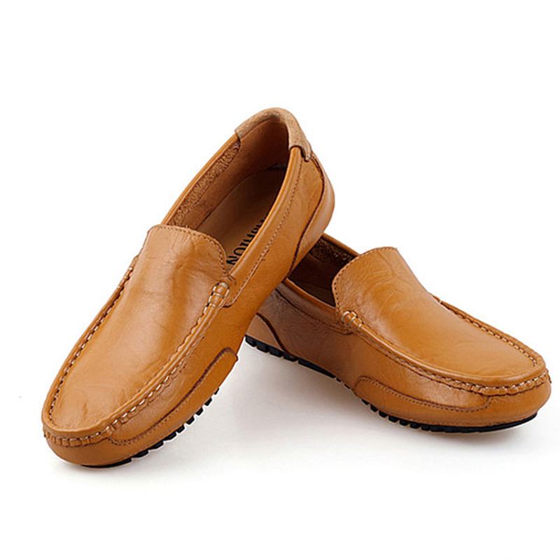 Män Läder Casual Driving Slip On Outdoor Platt Mjuk Bekväma Loafers Skor