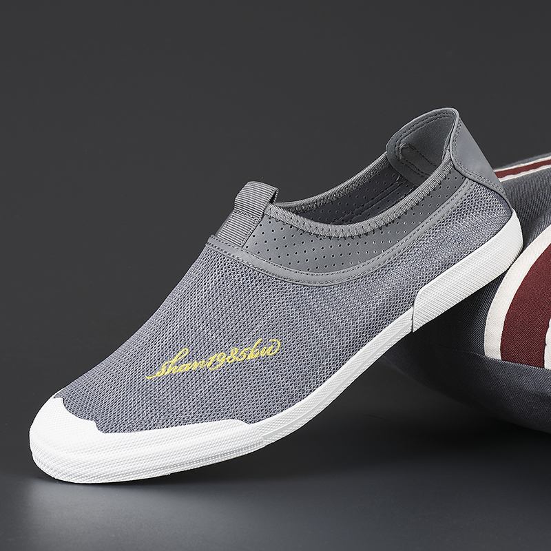 Män Mesh Andningsbart Tyg Lättvikts Mjuk Sula Slip On Casual Court Shoes