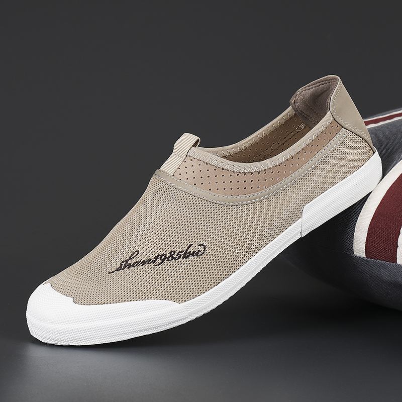 Män Mesh Andningsbart Tyg Lättvikts Mjuk Sula Slip On Casual Court Shoes