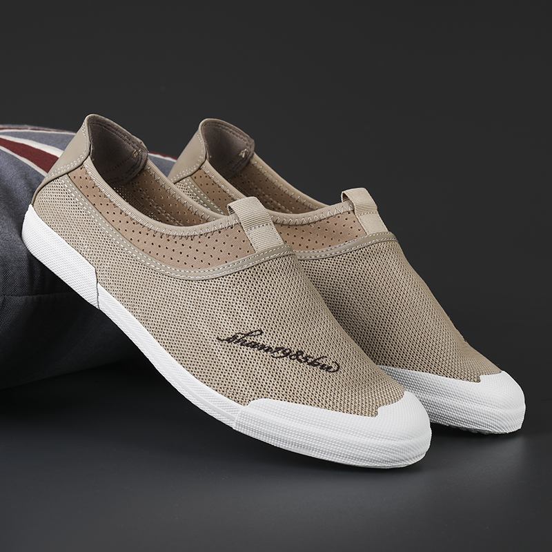 Män Mesh Andningsbart Tyg Lättvikts Mjuk Sula Slip On Casual Court Shoes