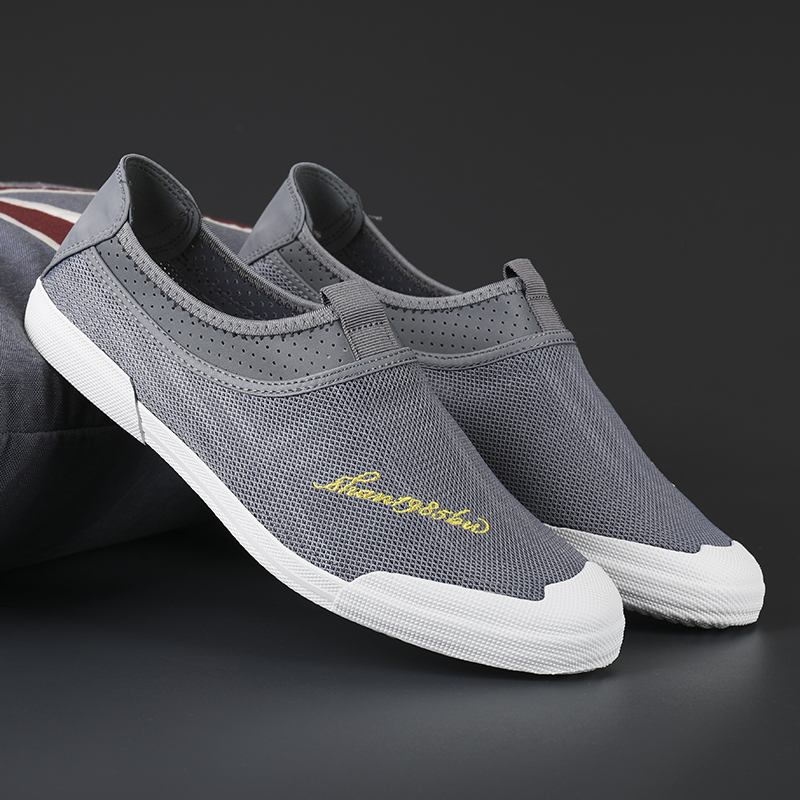 Män Mesh Andningsbart Tyg Lättvikts Mjuk Sula Slip On Casual Court Shoes