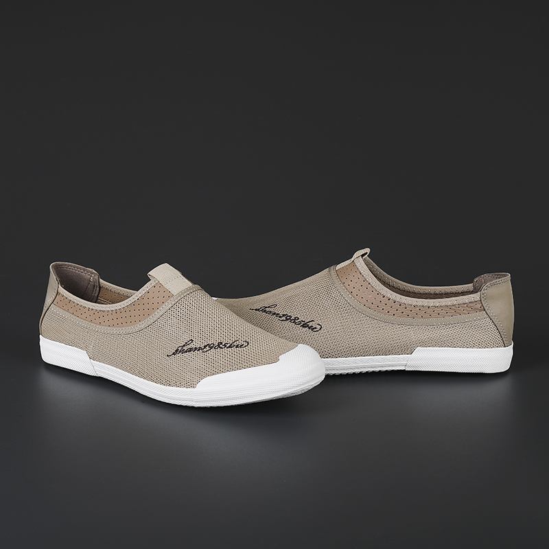 Män Mesh Andningsbart Tyg Lättvikts Mjuk Sula Slip On Casual Court Shoes