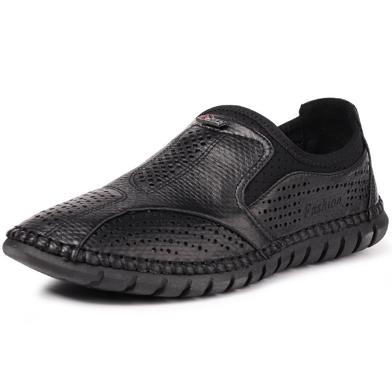 Män Microfiber Ihålig Andas Mjuk Sula Slip On Business Casual Skor