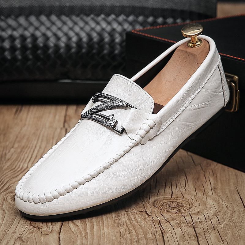 Män Microfiber Läder Andas Mjuk Sula Brief England Style Casual Shoes