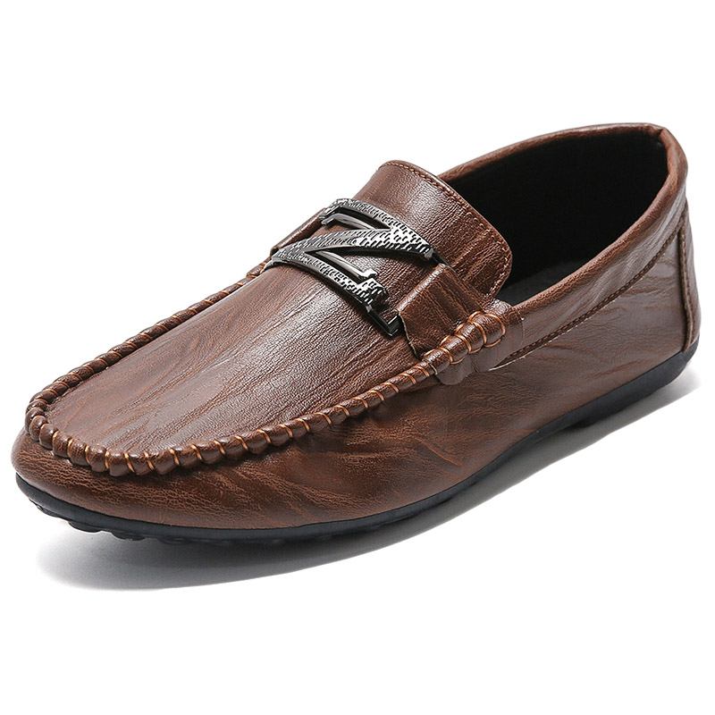 Män Microfiber Läder Andas Mjuk Sula Brief England Style Casual Shoes