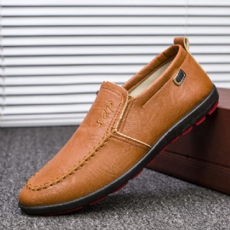 Män Microfiber Läder Andas Mjuk Sula Slip On Business Casual Skor