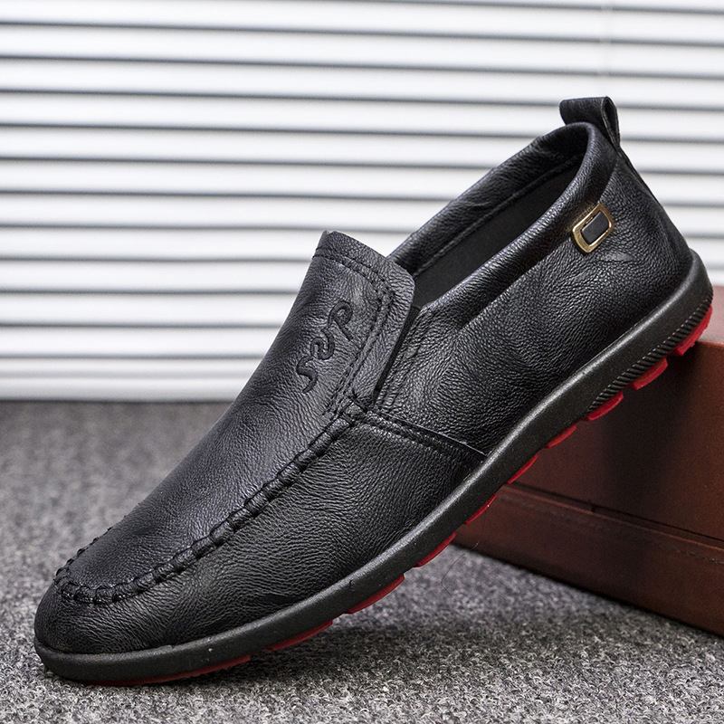 Män Microfiber Läder Andas Mjuk Sula Slip On Business Casual Skor