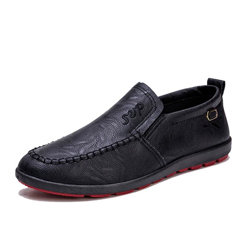 Män Microfiber Läder Andas Mjuk Sula Slip On Business Casual Skor