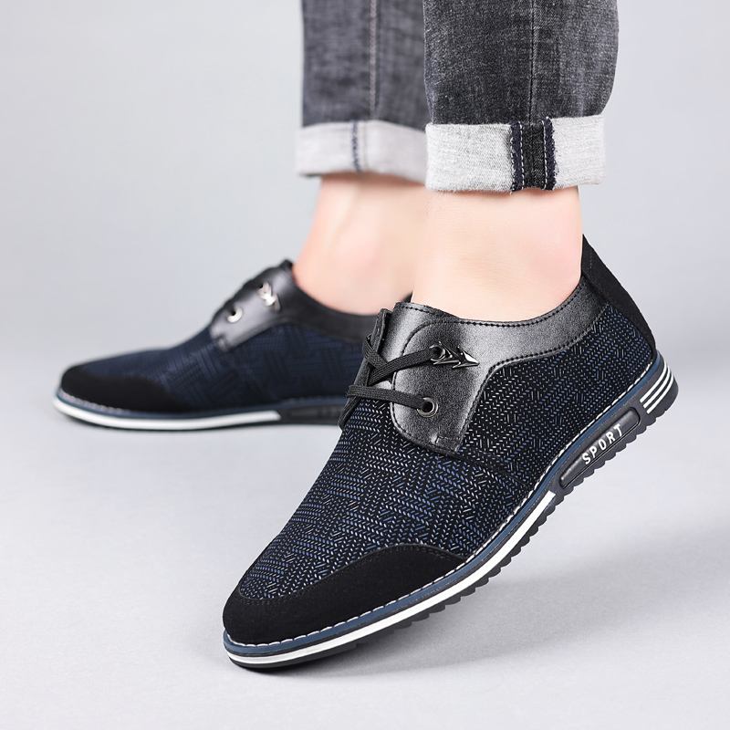 Män Mikrofiber Andas Mjuk Botten Snörning Loafers Casual Business Skor