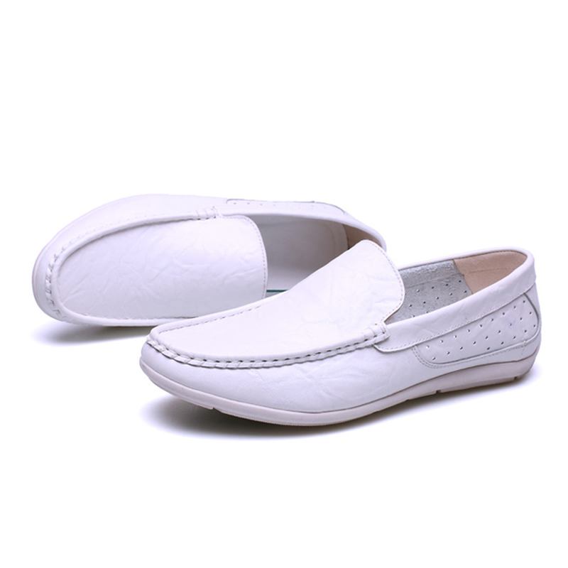 Nya Män Casual Outdoor Mjukt Bekvämt Läder Slip On Flats Loafers Skor