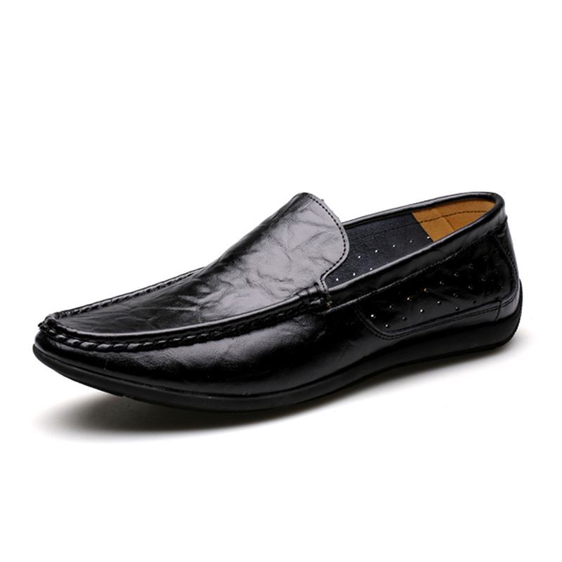 Nya Män Casual Outdoor Mjukt Bekvämt Läder Slip On Flats Loafers Skor