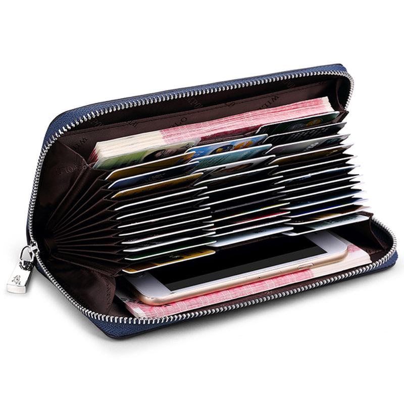 Blockerande Säker Kortplånbok Clutch Zip-korthållare Organizer Rymmer 35 Kort