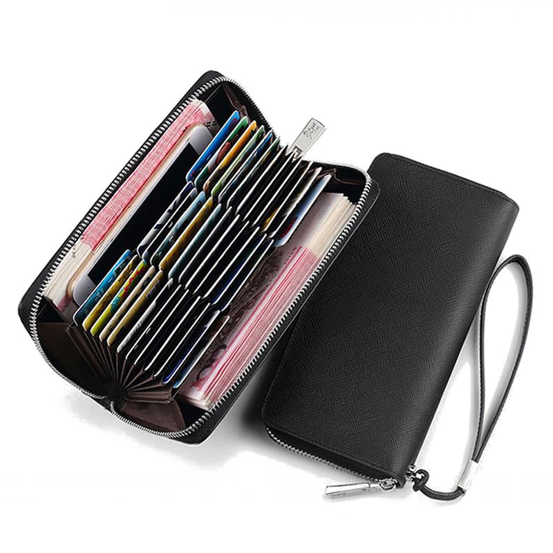 Blockerande Säker Kortplånbok Clutch Zip-korthållare Organizer Rymmer 35 Kort