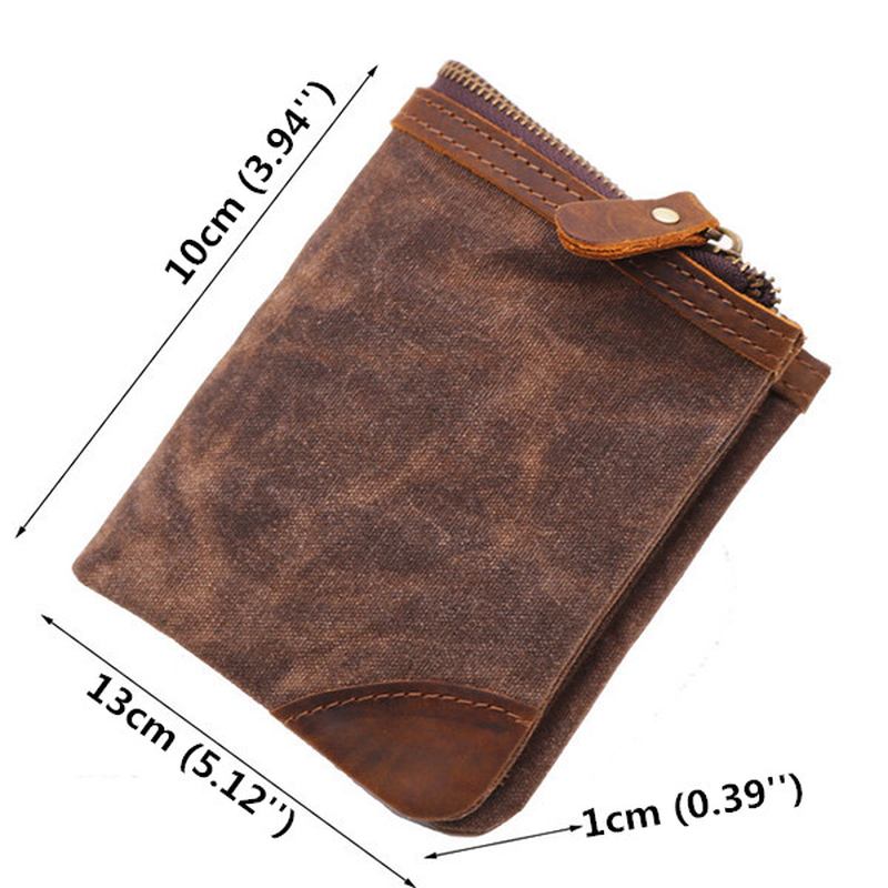 Canvas Vintage Wallet Bifold 8 Card Slot Myntväska För Män