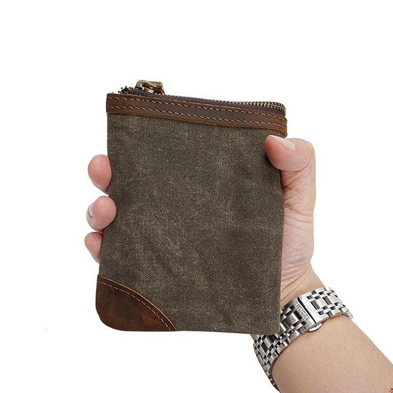 Canvas Vintage Wallet Bifold 8 Card Slot Myntväska För Män