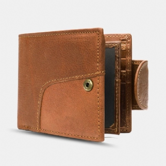 Herr Äkta Läder Bifold Anti-stöld Multi-card Slot Retro Casual Korthållare Myntplånbok