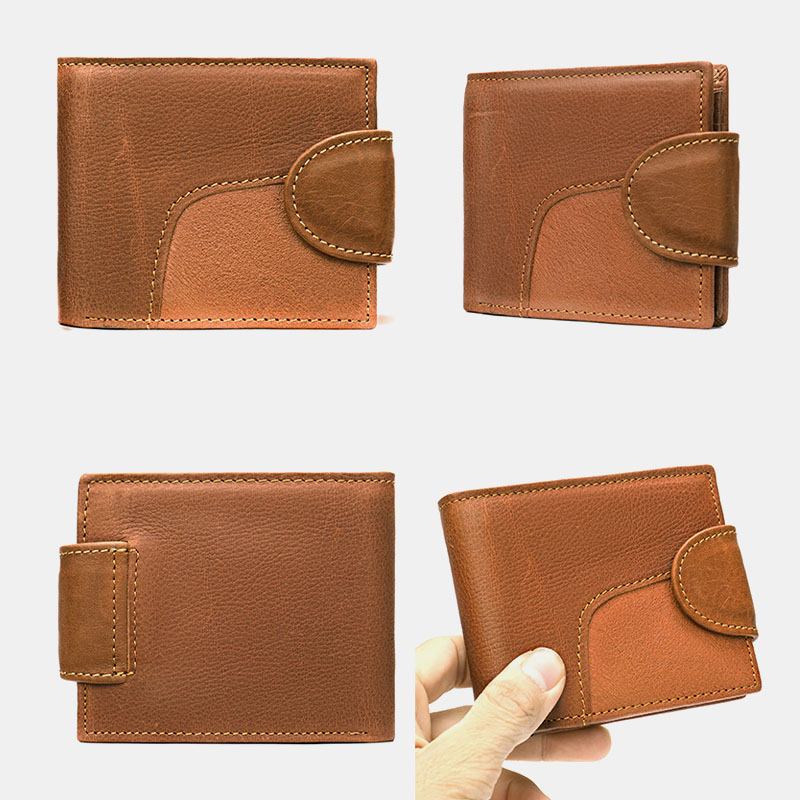 Herr Äkta Läder Bifold Anti-stöld Multi-card Slot Retro Casual Korthållare Myntplånbok