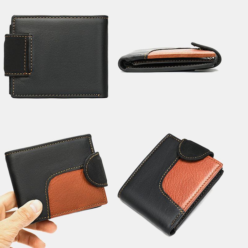 Herr Äkta Läder Bifold Anti-stöld Multi-card Slot Retro Casual Korthållare Myntplånbok