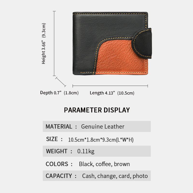 Herr Äkta Läder Bifold Anti-stöld Multi-card Slot Retro Casual Korthållare Myntplånbok