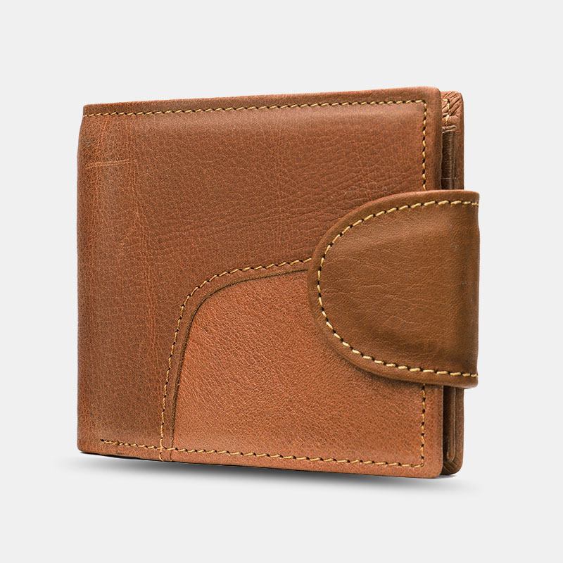 Herr Äkta Läder Bifold Anti-stöld Multi-card Slot Retro Casual Korthållare Myntplånbok