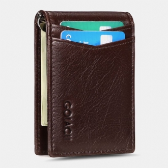 Herr Äkta Läder Bifold Multi-card Slot Korthållare Casual Anti-magnetisk Kort Myntplånbok