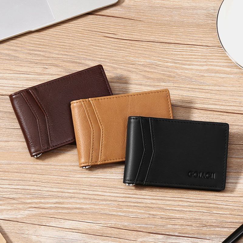 Herr Äkta Läder Bifold Multi-card Slot Korthållare Casual Anti-magnetisk Kort Myntplånbok