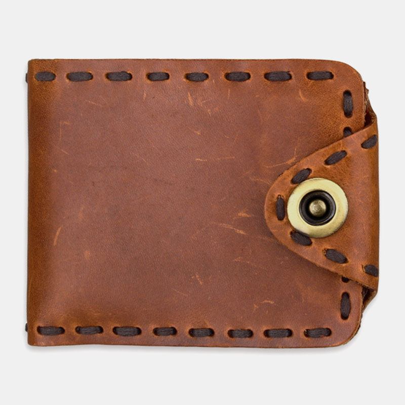 Herr Äkta Läder Bifold Multi-card Slot Retro Kohud Korthållare Pengar Clip Myntväska Plånbok