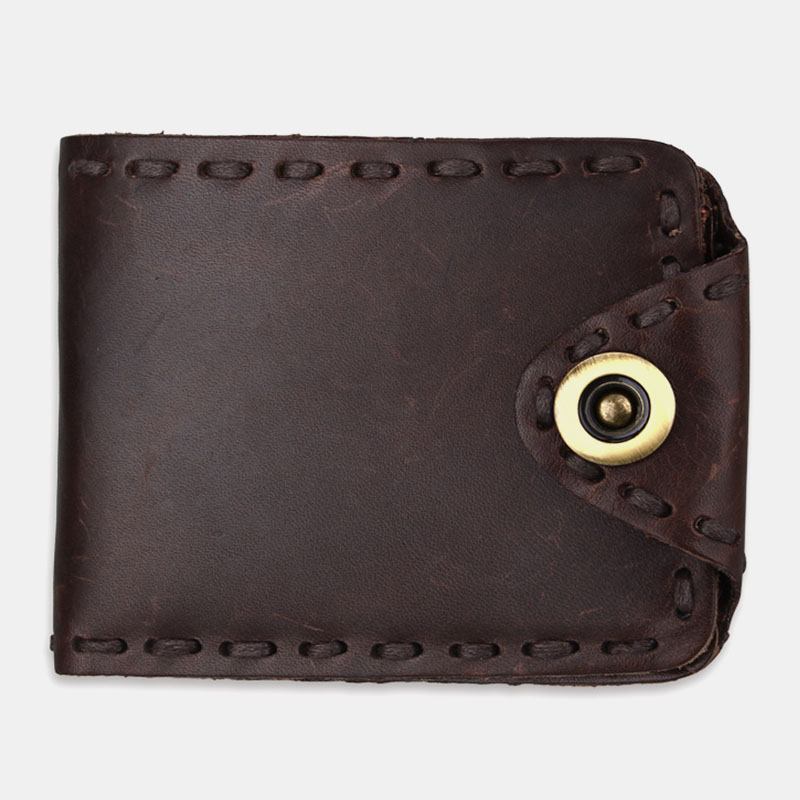 Herr Äkta Läder Bifold Multi-card Slot Retro Kohud Korthållare Pengar Clip Myntväska Plånbok