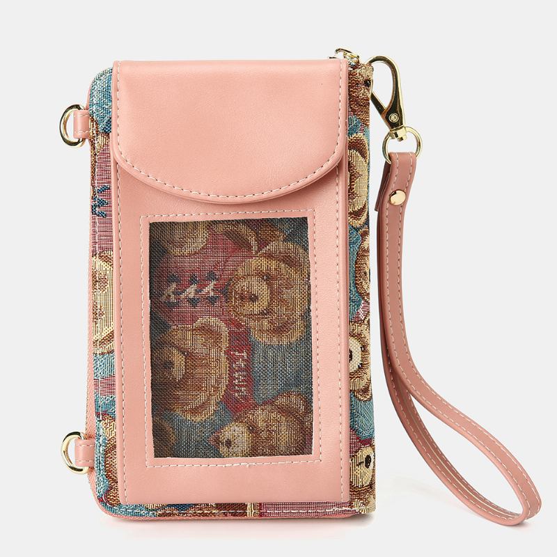 Kvinnor Björnmönster 12 Kortplatser Telefonväska Crossbody-väska Clutches-väska