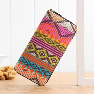 Kvinnor Canvas Bohemian Long Wallet National Telefonväska