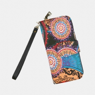 Kvinnor Canvas Bohemian Style Med Tryck Long Clutch Plånbok