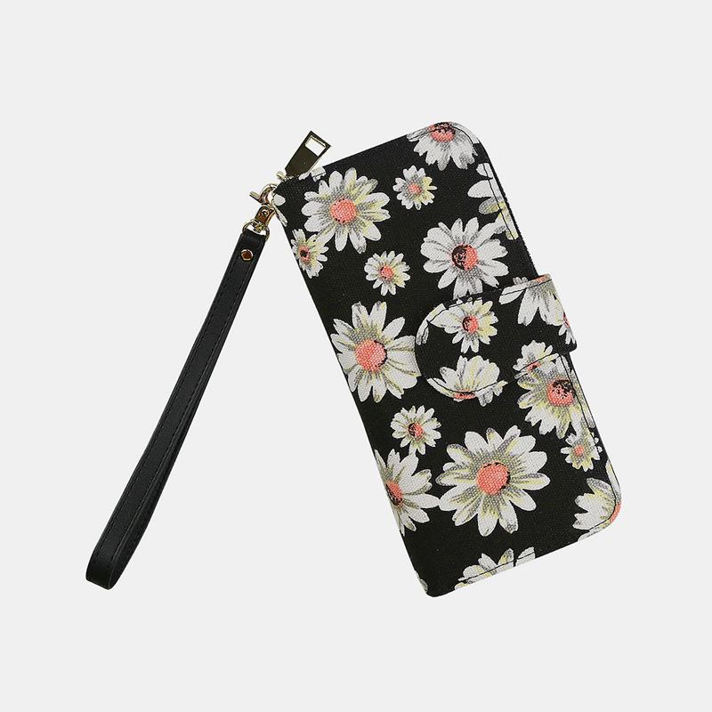 Kvinnor Canvas Bohemian Style Med Tryck Long Clutch Plånbok