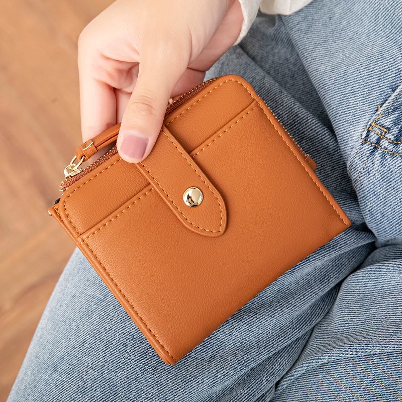 Kvinnor Pu-läder Bifold Hasp Multi-card Slot Retro Kort Korthållare Clutch Plånböcker Med Handledsrem