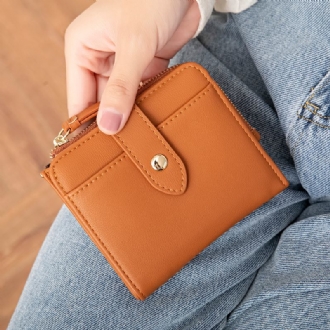 Kvinnor Pu-läder Bifold Hasp Multi-card Slot Retro Kort Korthållare Clutch Plånböcker Med Handledsrem