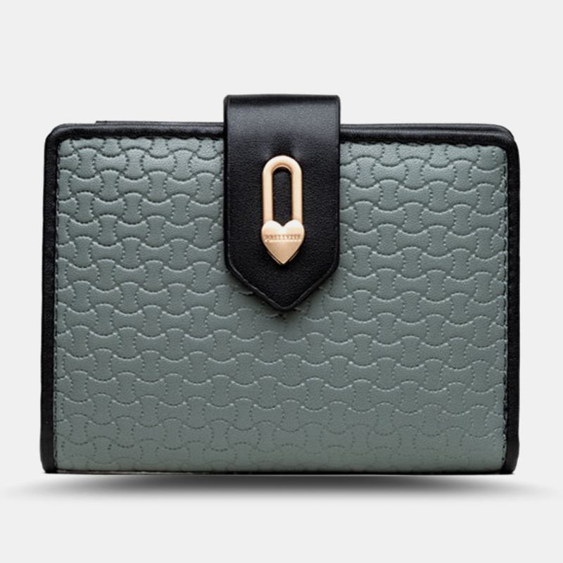 Kvinnor Wave Texture Pu Läder Dragkedja Hasp Bifold Plånbok Multi-card Slots Korthållare Kort Myntväska