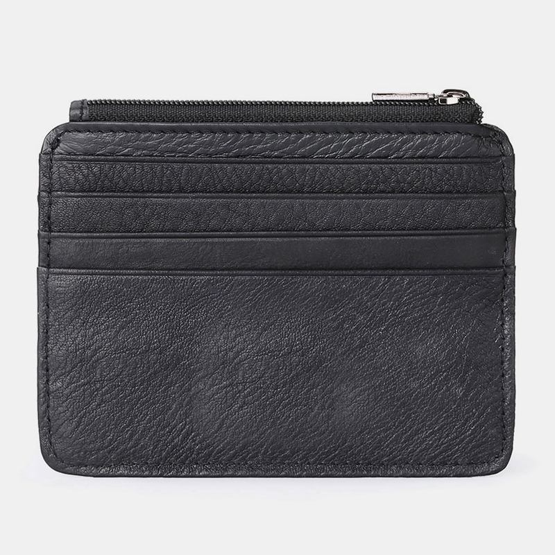 Män Äkta Läder 11 Kortplats Korthållare Mini Blixtlås Myntväska Clutch Plånböcker