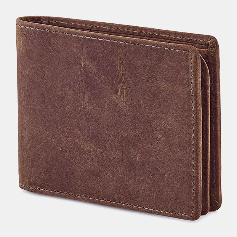 Män Äkta Läder Bifold Kort Multi-card Slots Kortfodral Plånbok Pengar Clip