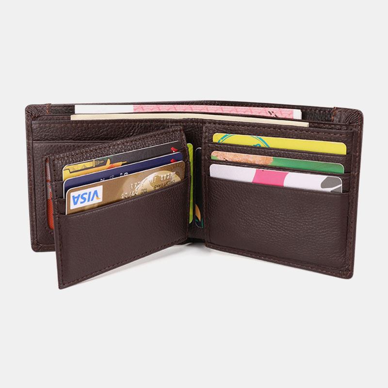 Män Äkta Läder Multi-card Slots Money Clip Plånbok