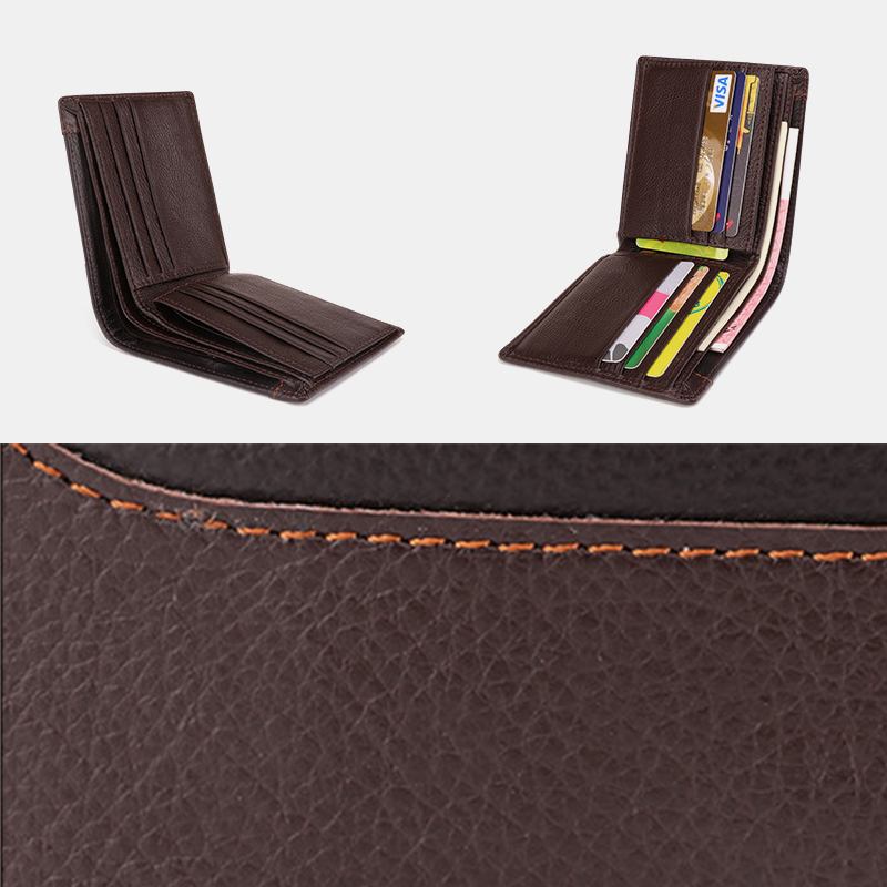 Män Äkta Läder Multi-card Slots Money Clip Plånbok