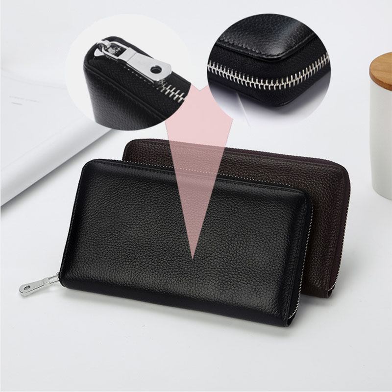 Män Äkta Läder Multi-card Slots Telefonväska Nyckelfodral Money Clip Plånbok