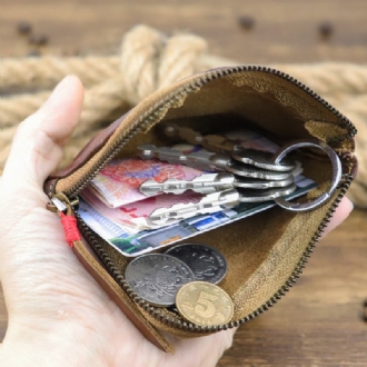 Män Äkta Läder Vinatge Casual Zipper Cash Wallet