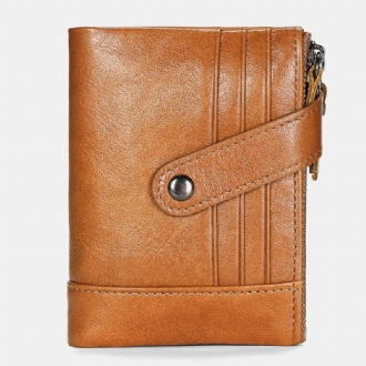 Män Äkta Läder Vintage Blocking Zipper Coin Wallet