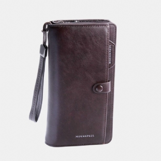 Män Faux Leather Long Wallet Business Money Zipper Wallet