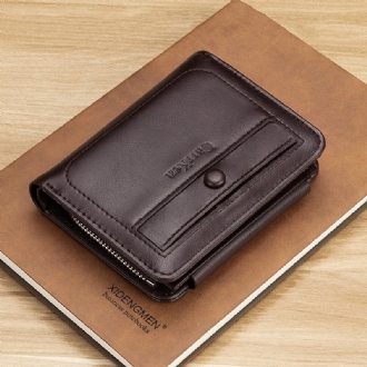 Män Faux Leather Retro Business Trifold Multi-slot Card Holder Plånbok