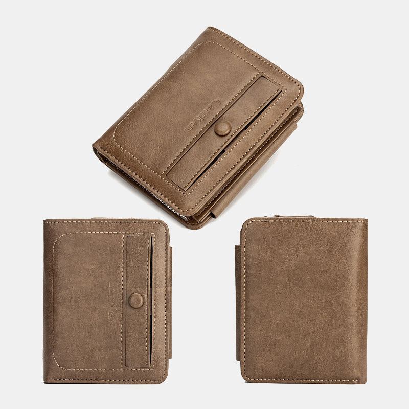 Män Faux Leather Retro Business Trifold Multi-slot Card Holder Plånbok