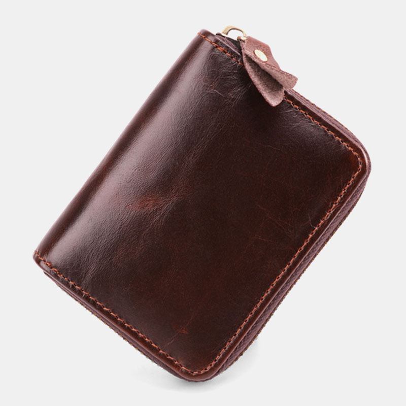 Män Kohud Orgelplånbok Anti-magnetisk Multi-card Slot Korthållare Money Clip Card Case